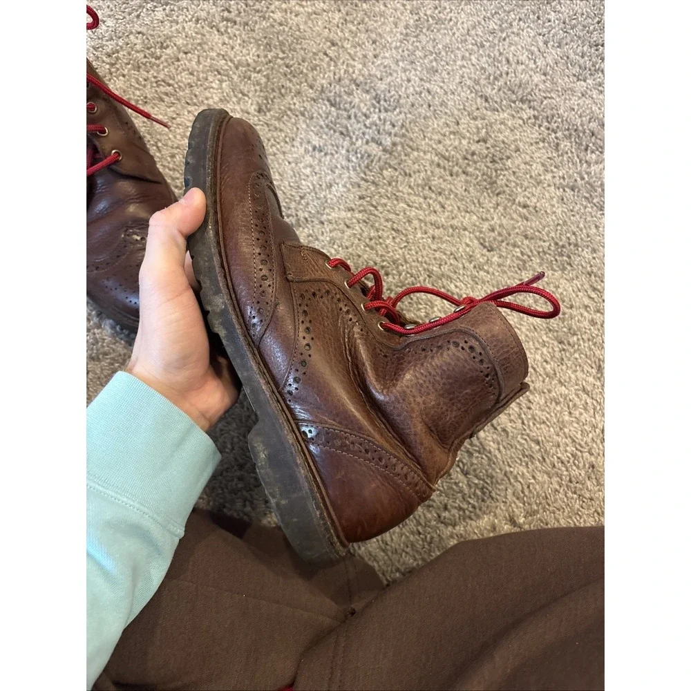 Allen Edmonds 'Long Branch' Brown Wingtip Ankle Boots USA Vibram 6021 Size 10.5